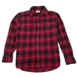 JACHS New York Brawny Lumberjack Cotton Flannel Shirt Mens XL Red Black Plaid